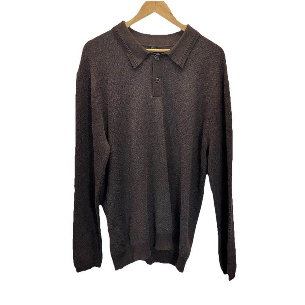 Rails collared knit‎ 1/4 button chocolate brown sweater men's XL Harrington